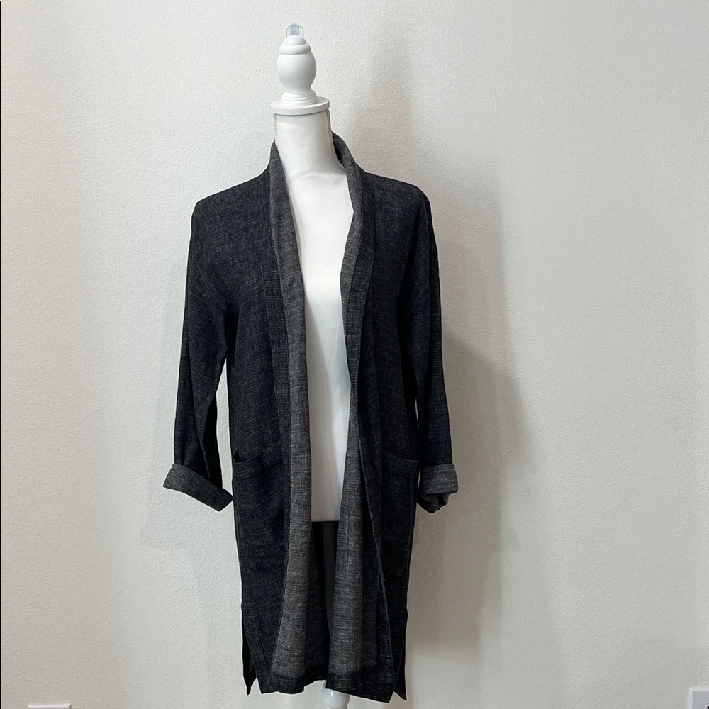 Eileen Fisher Tweedy Hemp High Collar Coat